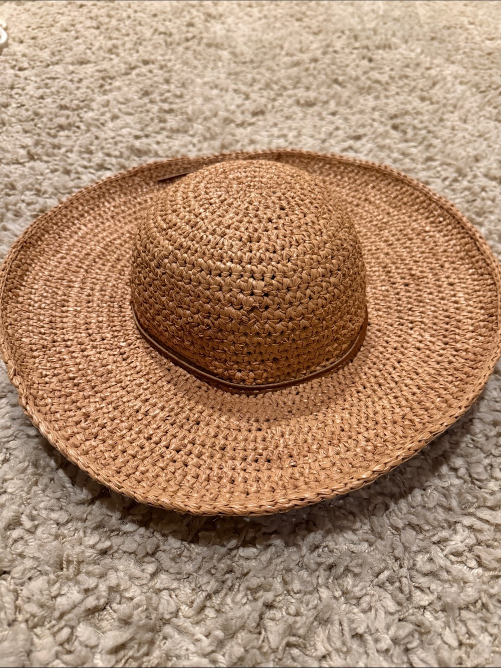 Karen Hartfield Originals Straw Raffia Sun Hat with Leather detail & strap - Picture 2 of 5
